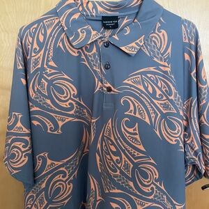 Vibrant Gray and Orange Men's Shirt